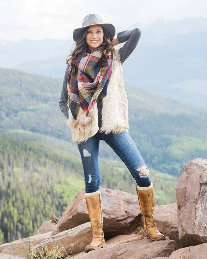 Plaid Triangle Scarf