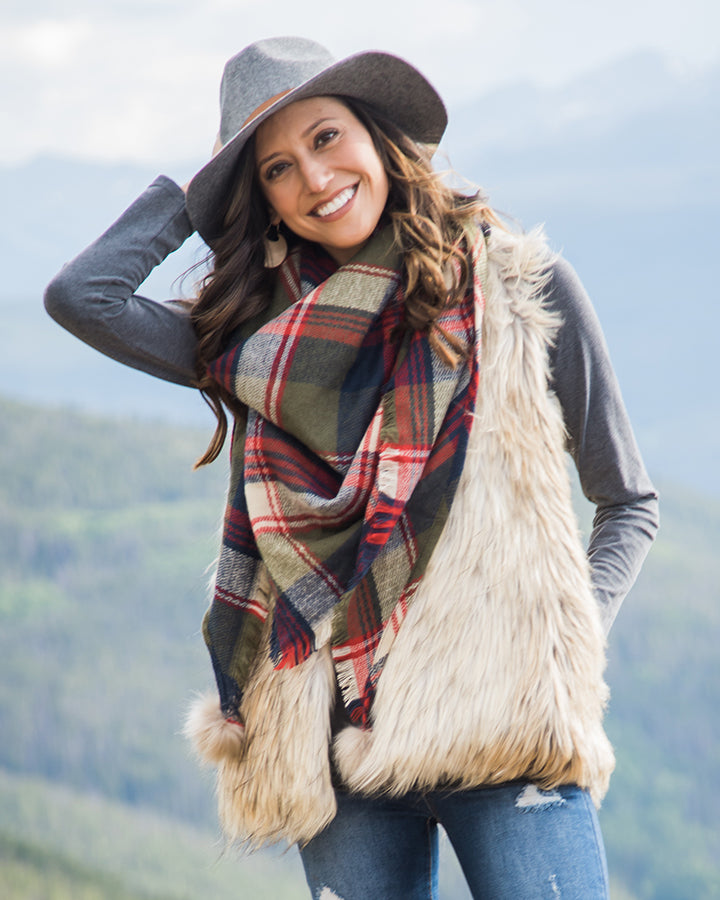 Grace & Lace Plaid Triangle Scarf