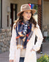 Grace & Lace Reversible Button Scarf/Poncho (Navy Plaid) - Babe Outfitters