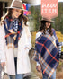 Grace & Lace Reversible Button Scarf/Poncho (Navy Plaid) - Babe Outfitters