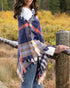 Grace & Lace Reversible Button Scarf/Poncho (Navy Plaid) - Babe Outfitters