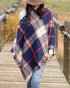 Grace & Lace Reversible Button Scarf/Poncho (Navy Plaid) - Babe Outfitters