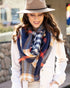 Grace & Lace Reversible Button Scarf/Poncho (Navy Plaid) - Babe Outfitters