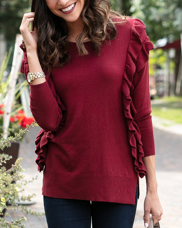 Grace & Lace Ruffle Sweater - Babe Outfitters