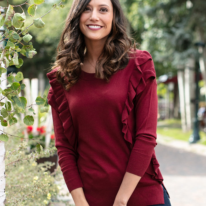 Grace & Lace Ruffle Sweater - Babe Outfitters