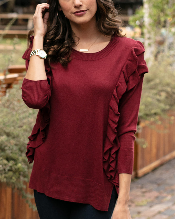 Grace & Lace Ruffle Sweater - Babe Outfitters