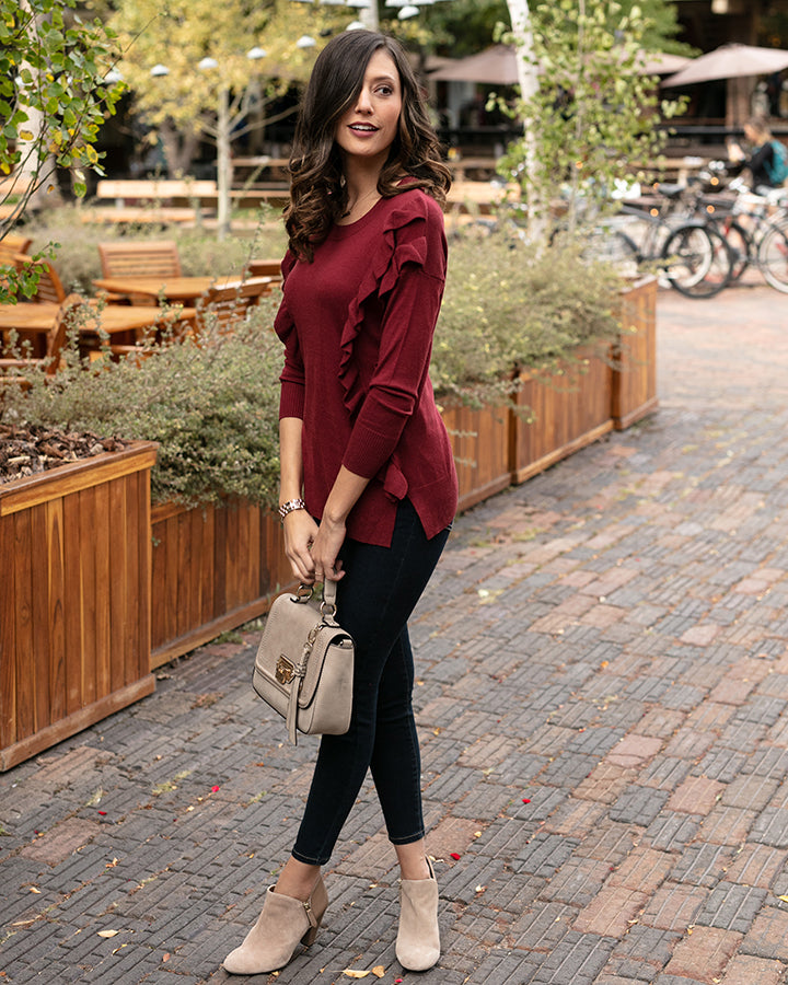 Grace & Lace Ruffle Sweater - Babe Outfitters