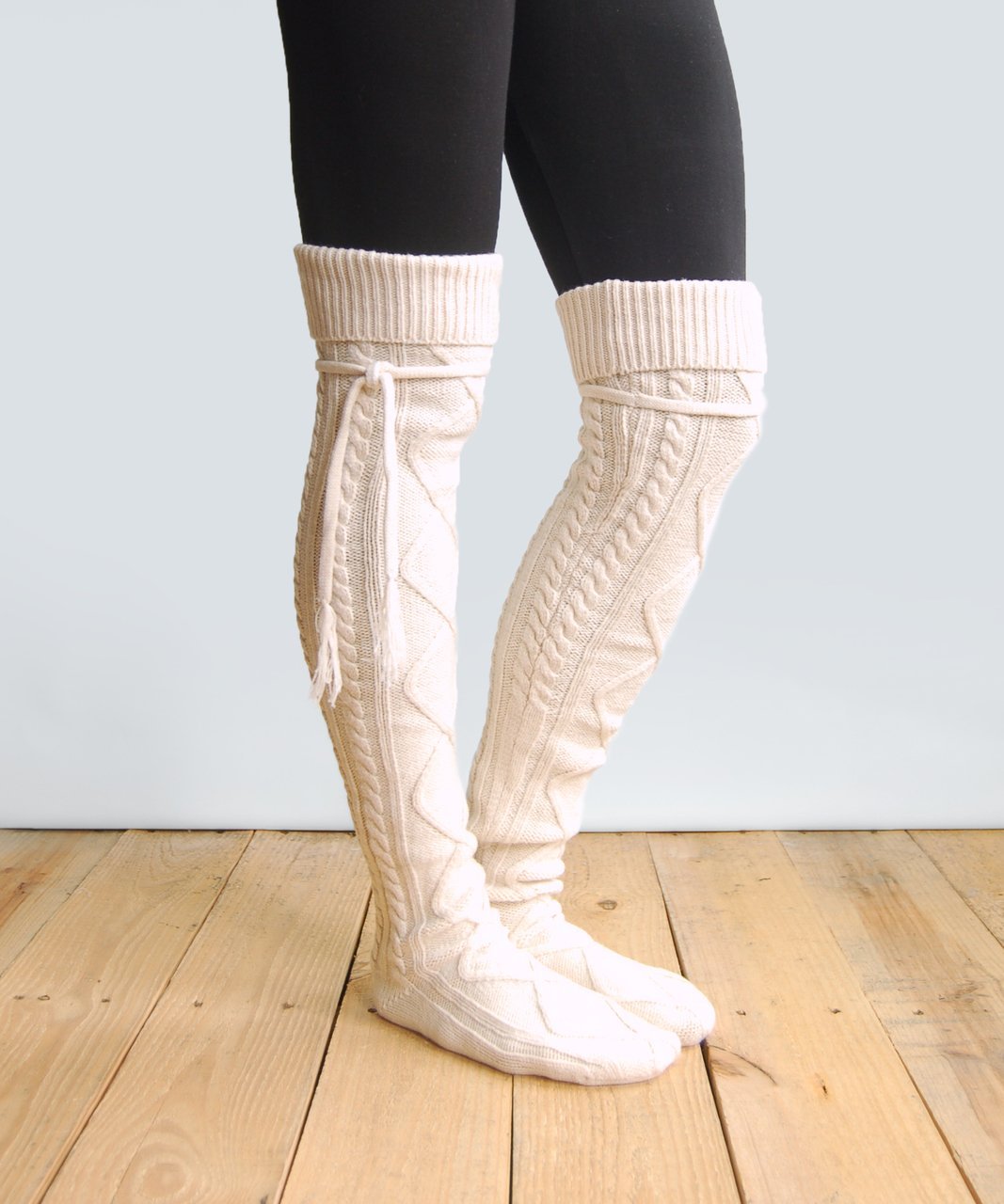 Alpine Thigh High Boot Socks in Light Grey - Grace and Lace