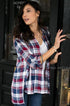 Grace & Lace Boyfriend Plaid Button Down (Plum/Navy) - Babe Outfitters