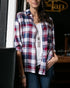 Grace & Lace Boyfriend Plaid Button Down (Plum/Navy) - Babe Outfitters