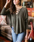 Grace & Lace Criss Cross Raglan Top - Babe Outfitters