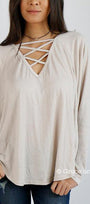 Grace & Lace Criss Cross Raglan Top - Babe Outfitters