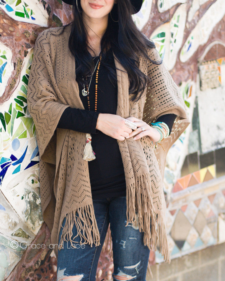 Grace & Lace Fringe Kimoncho - Babe Outfitters