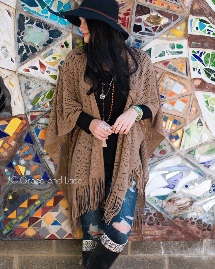 Grace & Lace Fringe Kimoncho - Babe Outfitters