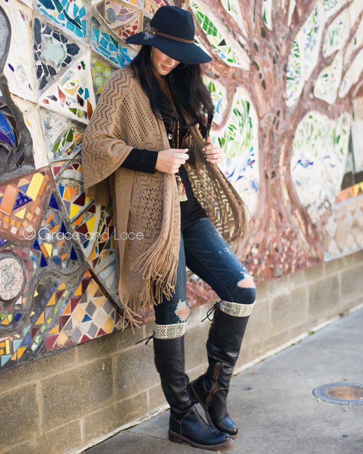 Grace & Lace Fringe Kimoncho - Babe Outfitters