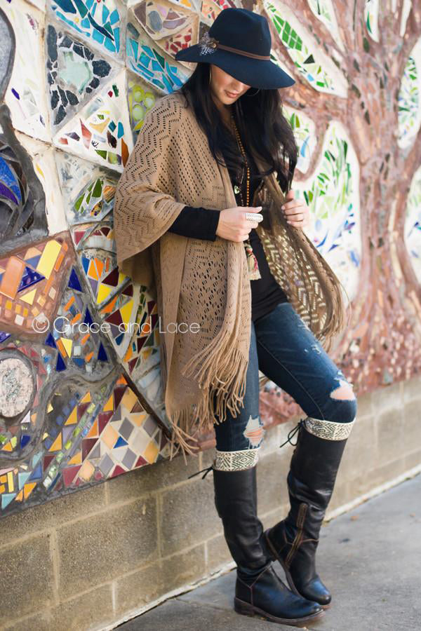 Grace & Lace Fringe Kimoncho - Babe Outfitters