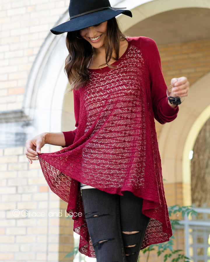 Grace & Lace Open Knit Light Weight Two Fit Knit Cardigan - Babe Outfitters