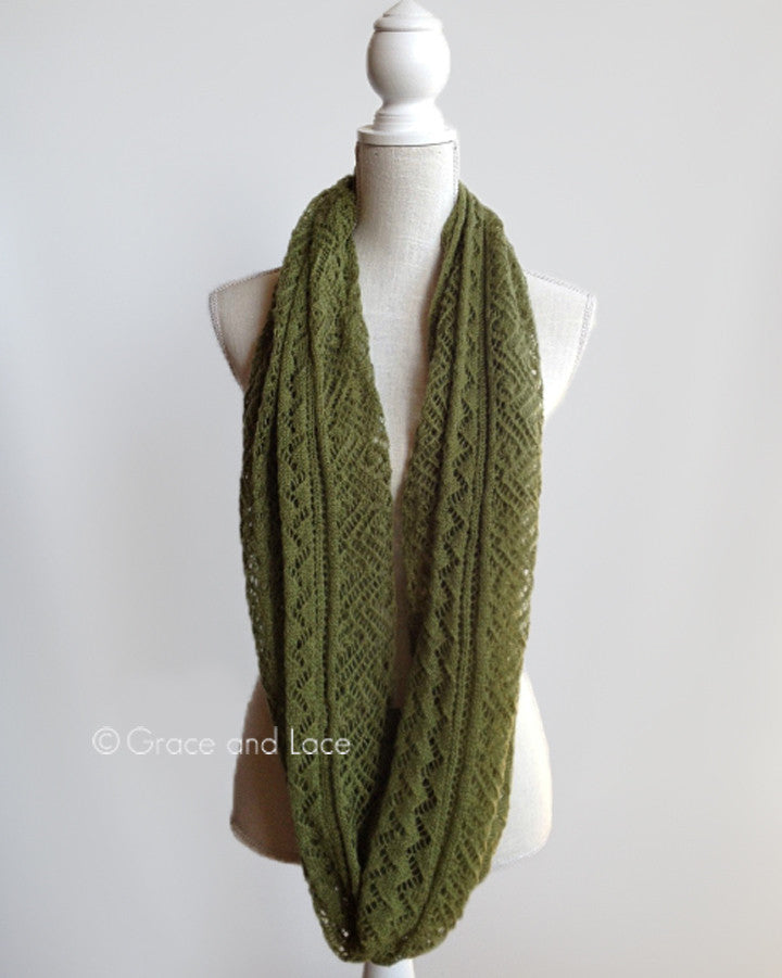 Grace & Lace Lace Knit Scarf (Olive) - Babe Outfitters