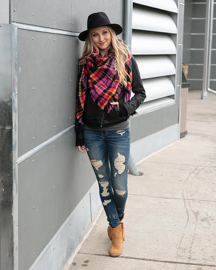 Plaid Triangle Scarf