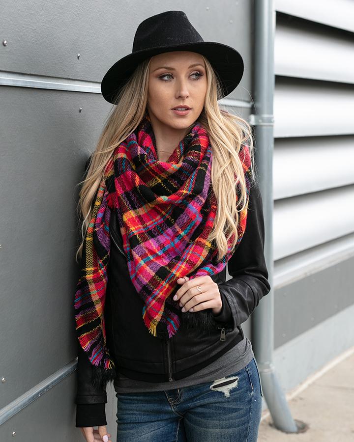Plaid Triangle Scarf