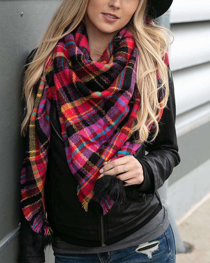 Plaid Triangle Scarf