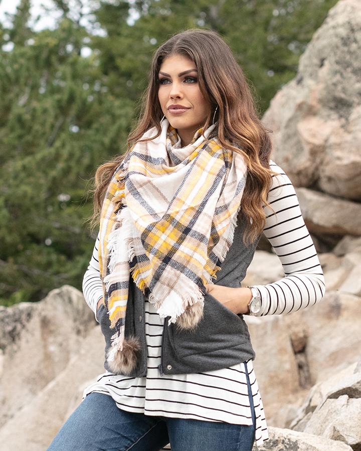 Grace & Lace Plaid Triangle Scarf