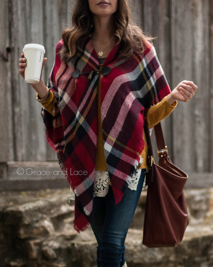 Grace & Lace Blanket Scarf/Toggle Poncho