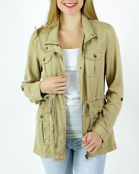 Grace & Lace Washed Tencel Cargo Jacket - Babe Outfitters