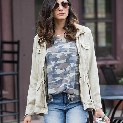 Grace & Lace Washed Tencel Cargo Jacket - Babe Outfitters
