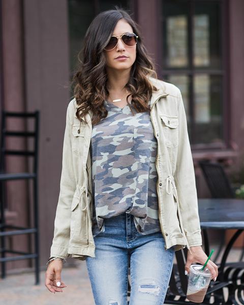 Grace & Lace Washed Tencel Cargo Jacket - Babe Outfitters