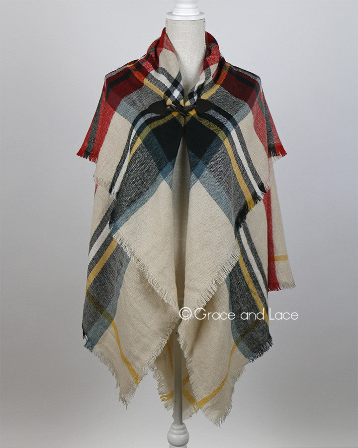 Grace & Lace Blanket Scarf/Toggle Poncho