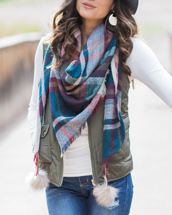 Plaid Triangle Scarf