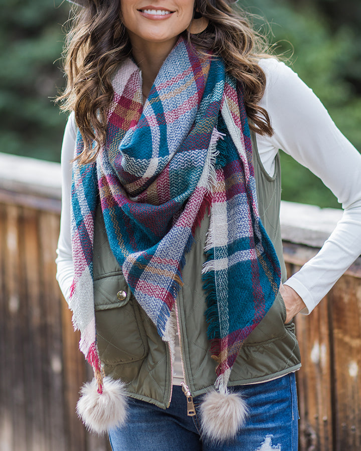 Grace & Lace Plaid Triangle Scarf