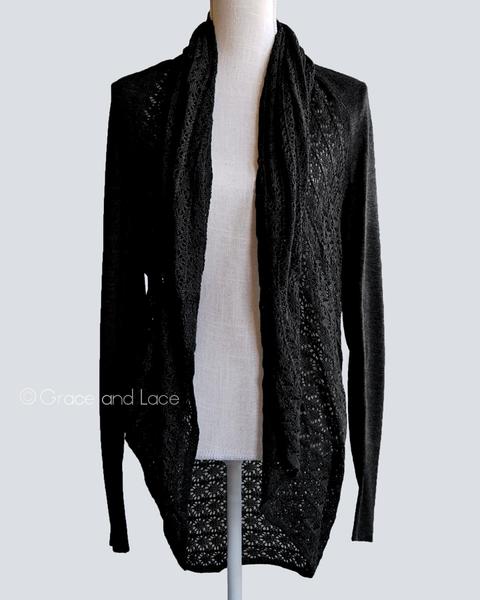Grace & Lace Open Knit Light Weight Two Fit Knit Cardigan