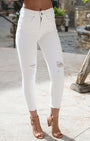 Grace & Lace white Zip Up Cropped Jeggings (White) - Babe Outfitters