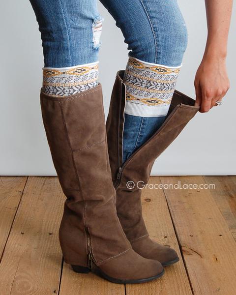 Grace & Lace Patterned Boot Cuffs - Babe Outfitters