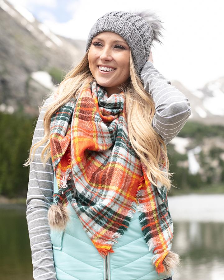 Plaid Triangle Scarf