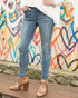 Grace & Lace Classic Mid Rise Pull-On Jeggings in Mid Wash - Babe Outfitters