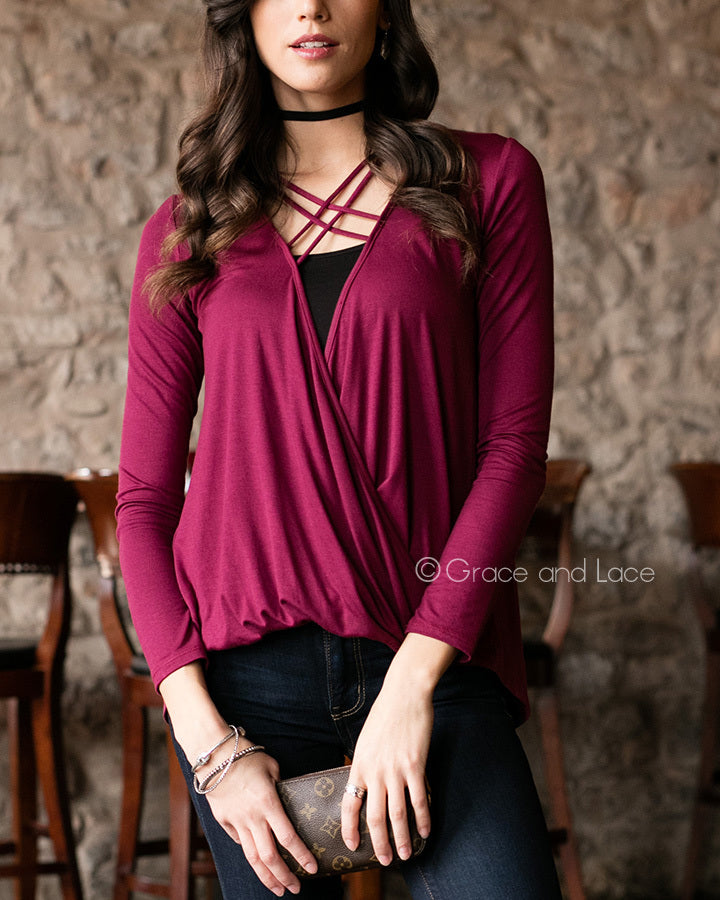 Grace & Lace Favorite Crossover Tee - Babe Outfitters