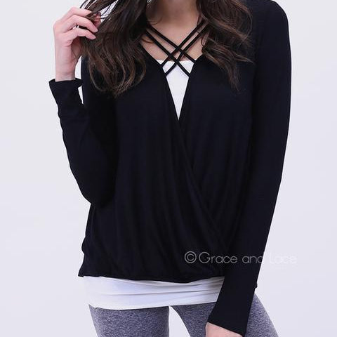 Grace & Lace Favorite Crossover Tee - Babe Outfitters