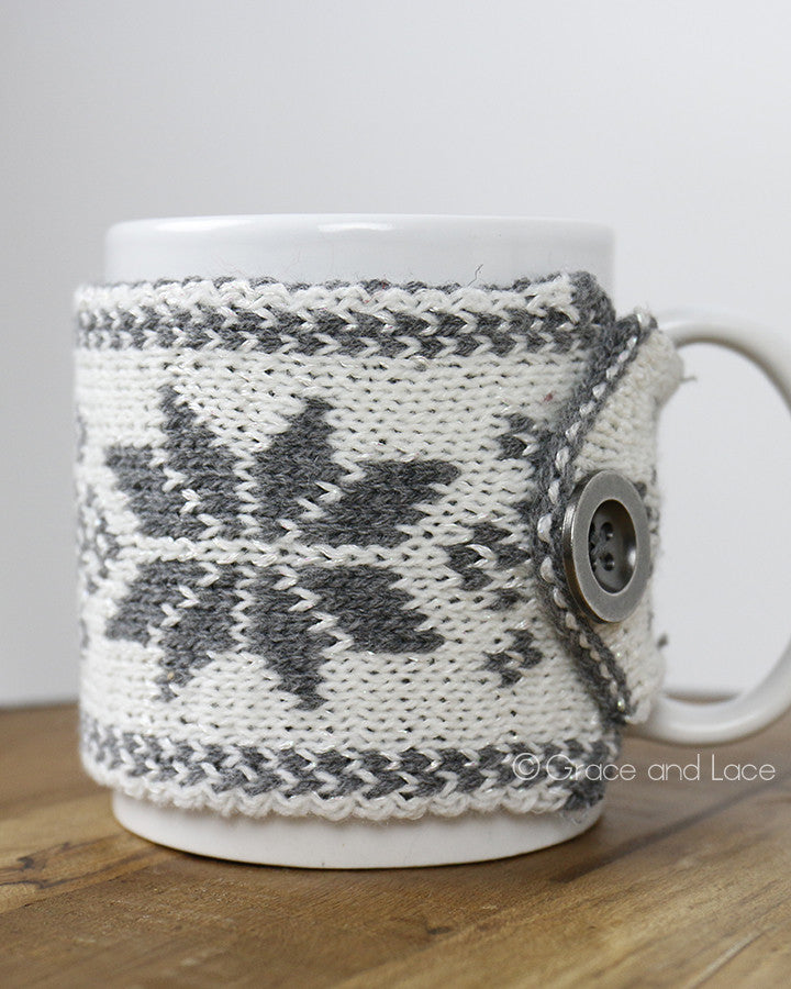 Grace and Lace Reversible Button Mug Cozy™ - Babe Outfitters