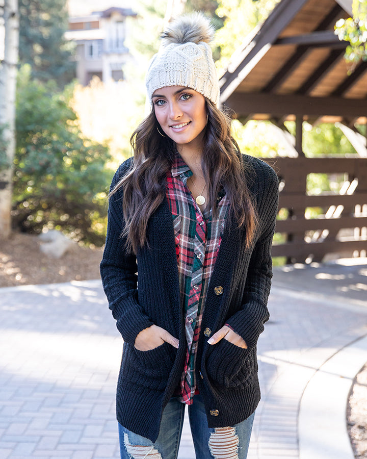 Cream Cable Knit Beanie