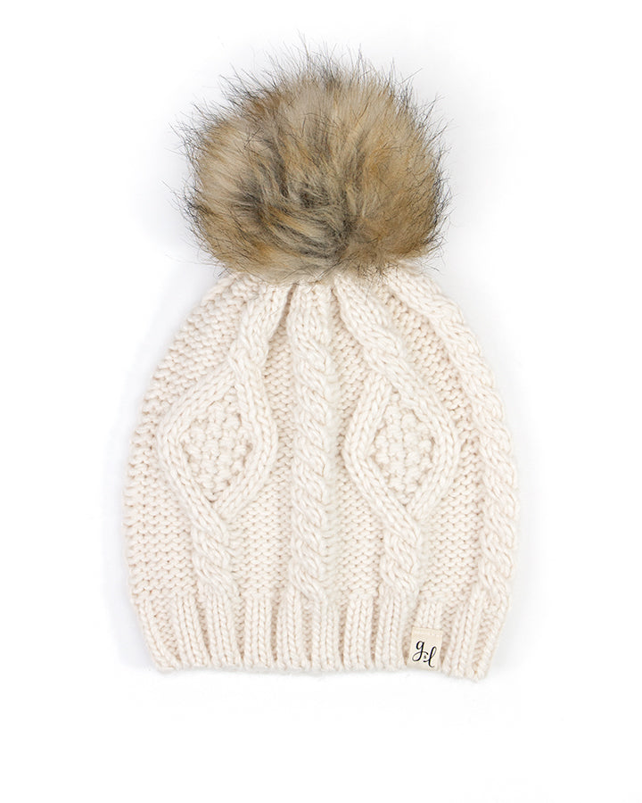 Cream Cable Knit Beanie