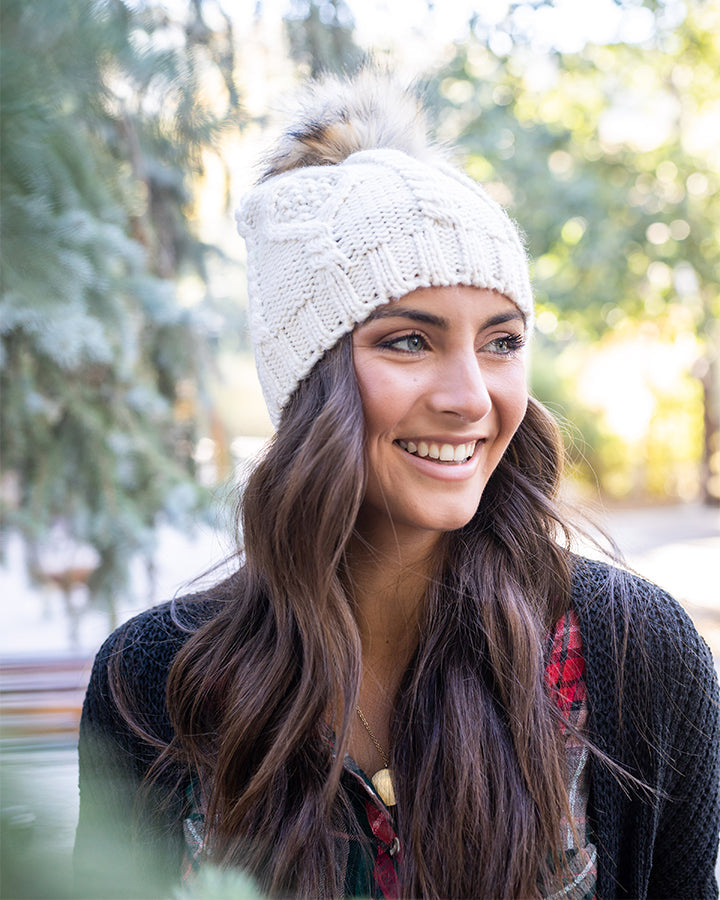 Cream Cable Knit Beanie