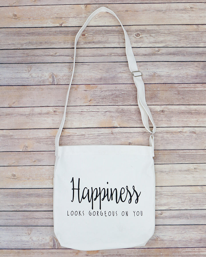 Grace & Lace Quote Tote (Happiness)