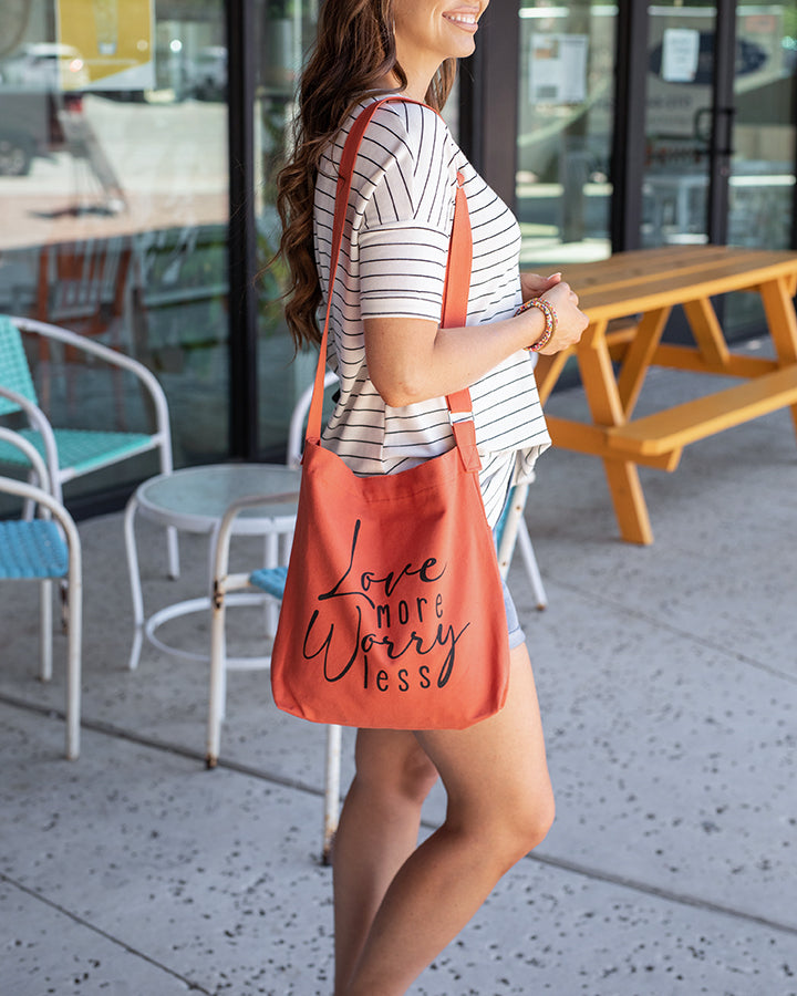 Grace & Lace Quote Tote (Love More Worry Less)