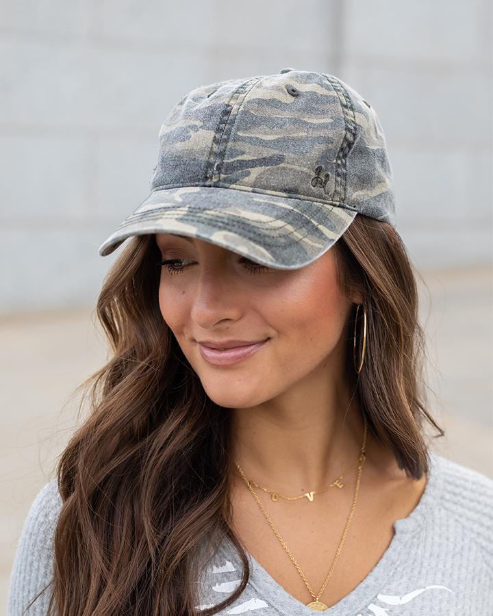 Cream Vintage Baseball Hat (Vintage Camo Print)