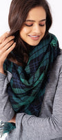 Cheer Up Blanket Scarf (Green Plaid Combo) - Babe Outfitters