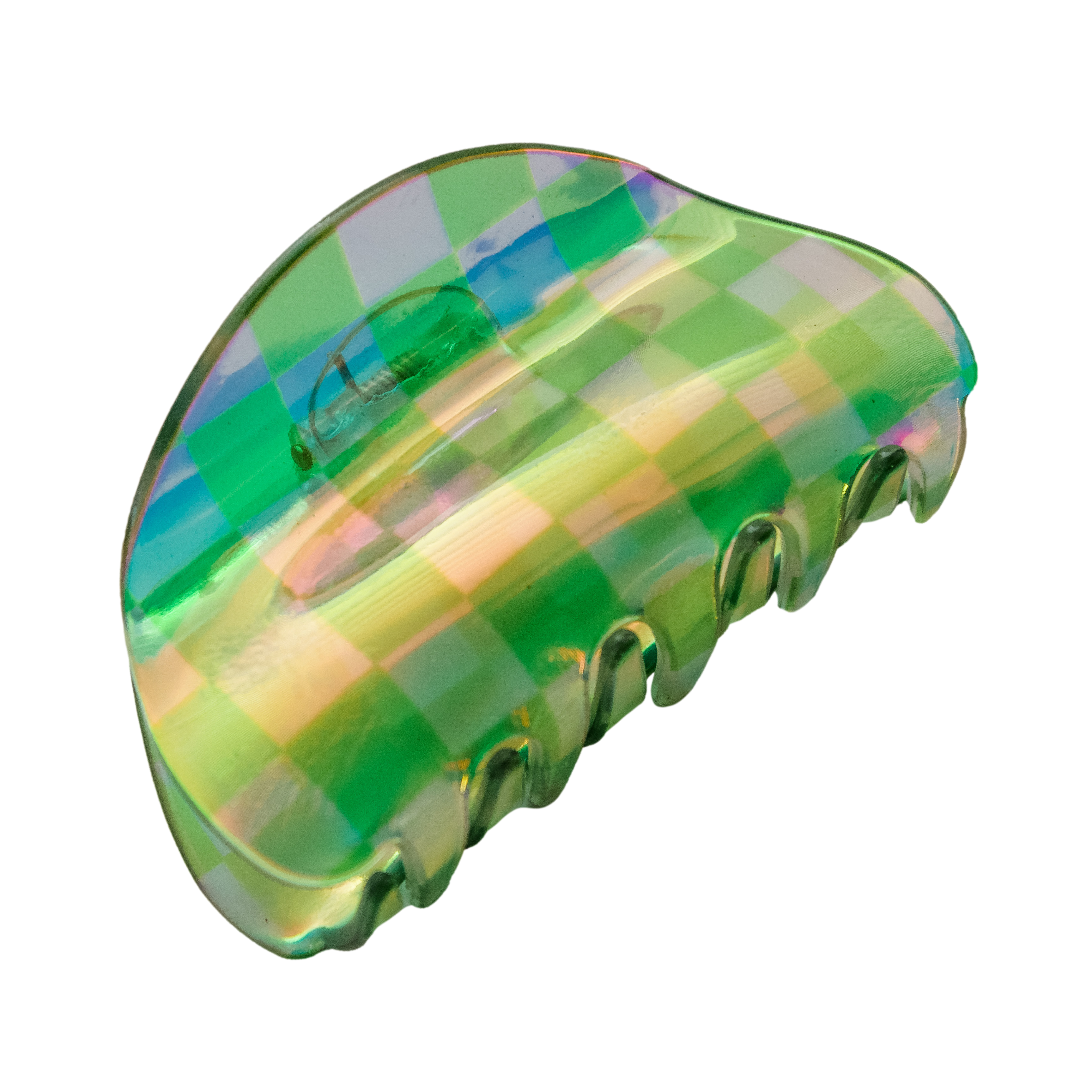 Charley Checkered Claw Hair Clip in Green