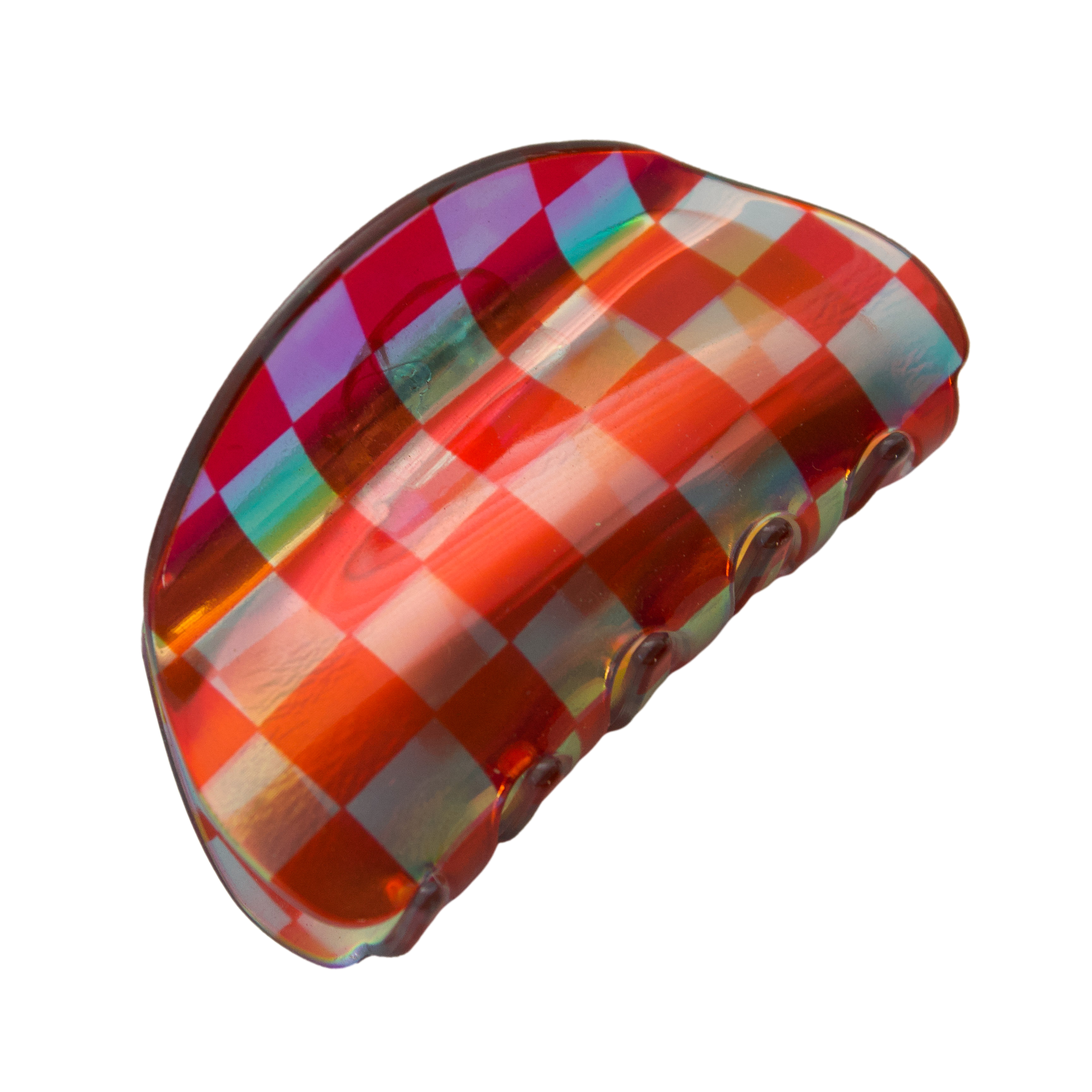 Charley Checkered Claw Hair Clip in Red